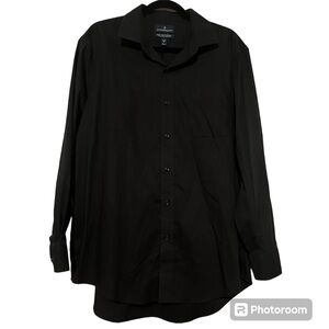 4/$25 Men’s Buttoned Down Black Dress Shirt Neck 17.5